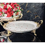 Блюдо круглое 36 см Годжи Lenardi на ножках с ручками