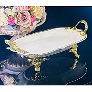 Блюдо 36 см Atlantis Cream Lenardi на ножках с ручками
