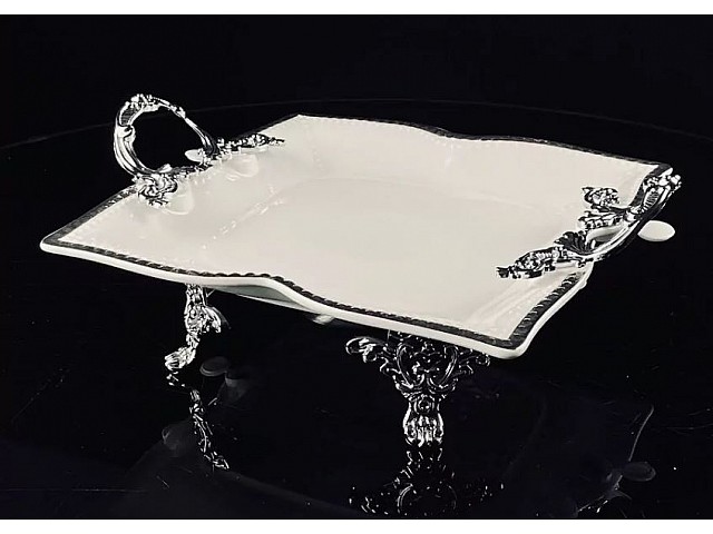 Блюдо 23 см Atlantis Lenardi на ножках с ручками