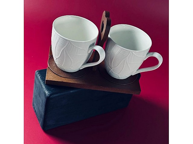 Набор из 2 кружек 360 мл с блюдцами на подставке Tropical Lenardi