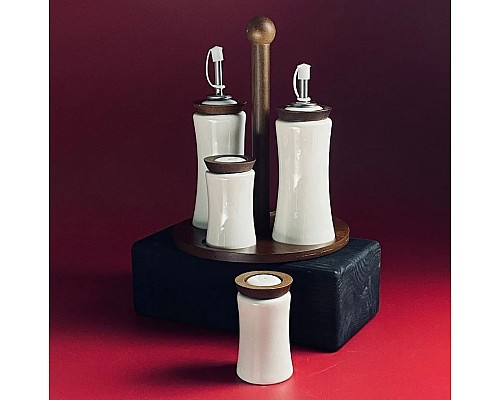 Набор солонок и бутылки для масла/уксуса 4 предмета на подставке Tropical Lenardi Набор солонок и бутылки для масла/уксуса 4 предмета на подставке Tropical Lenardi