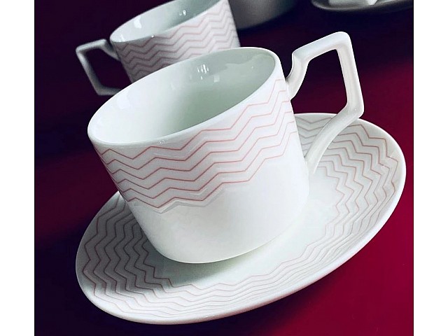Чайный набор на 6 персон 12 предметов 250 мл Wave Lenardi розовый