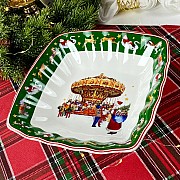 Квадратный салатник 23 см Новогодний Lenardi