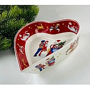 Глубокое блюдо в форме сердца красное Новогодний Lenardi