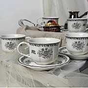 Кофейный набор на 6 персон 12 предметов 120 мл Black Flowers Lenardi