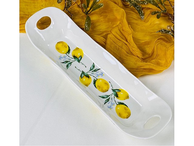 Глубокое блюдо 30,5 см с ручками Лимоны Lenardi