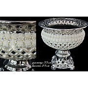 Фруктовница на ножке 33 см Lenardi Жемчуг в стразах