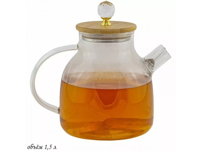Стеклянный заварочный чайник Lenardi 1,5 л