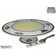 Тортовница на ножке с лопаткой Фрукты Lenardi