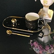 Чашка с блюдцем и ложкой Lenardi Sky черный