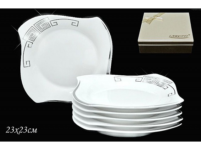 Набор из 6 тарелок 23 см Стразы Серебро