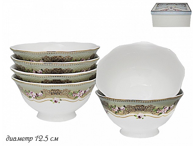 Набор 6 салатников 12 см Малахит Lenardi