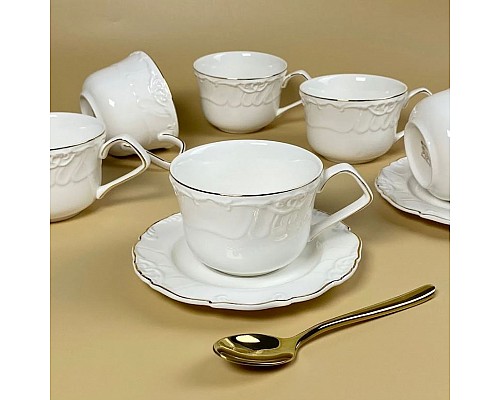 Чайный набор на 6 персон 12 предметов Крокус золото Lenardi