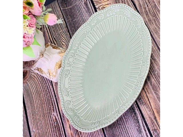 Овальное блюдо Бавария Lenardi серое 36 см