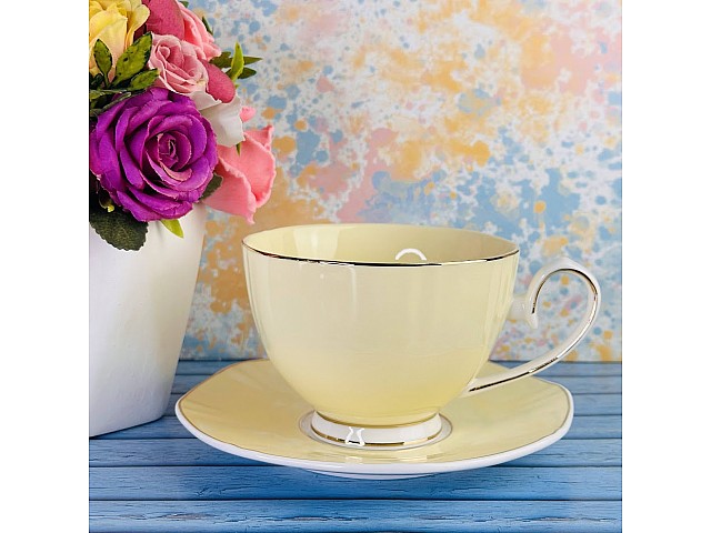 Чайный набор на 6 персон 12 предметов 250 мл Viola Lenardi желтый