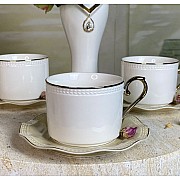 Чайный набор на 6 персон 12 предметов 370 мл Волна Lenardi бежевый