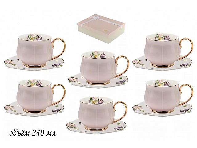 Чайный набор Нежность Lenardi розовый 12 предметов