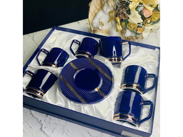 Чайный набор Эллада Lenardi на 6 персон 12 предметов синий