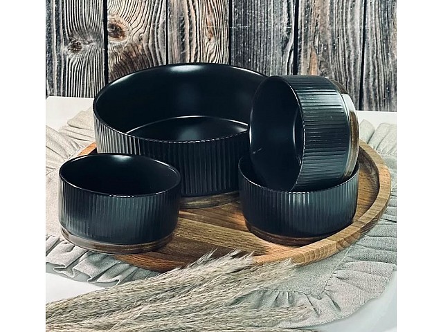 Набор салатников 7 предметов Wood Lenardi черный