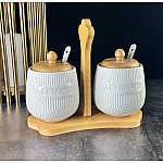 Набор из 2 банок 350 мл с ложками Bamboo Lenardi на подставке