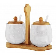 Набор из 2 банок 350 мл с ложками Bamboo Lenardi на подставке