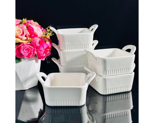 Набор из 6 квадратных салатников 13 см White Lenardi