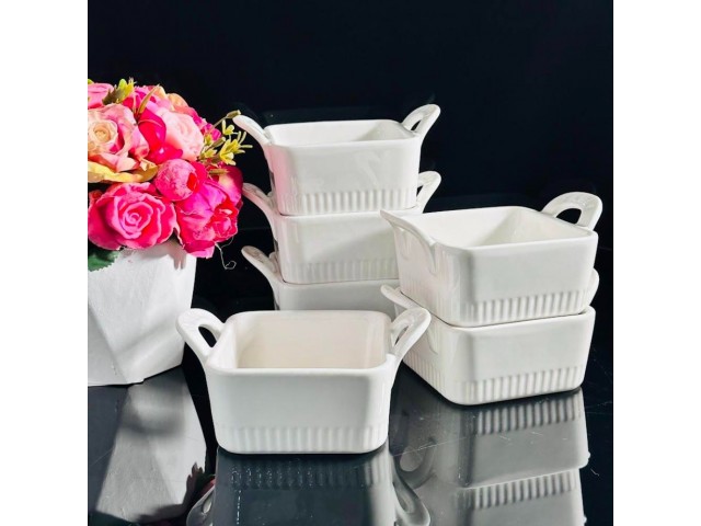 Набор из 6 квадратных салатников 13 см White Lenardi