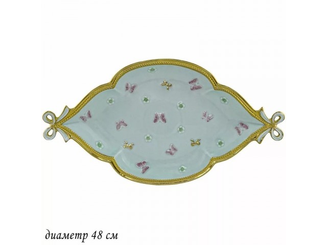 Овальное блюдо Бабочки Lenardi зеленые 48 см