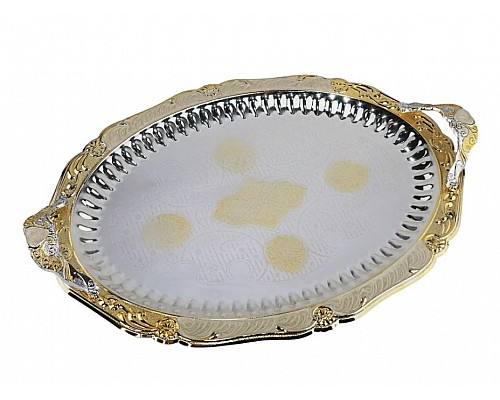 Овальный поднос с ручками 50 см Steel Lenardi