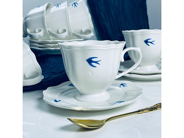 Чайный набор на 6 персон 12 предметов Ласточки Lenardi