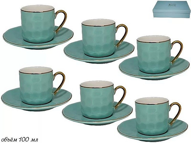 Кофейный набор Блеск Lenardi голубой 100 мл 12 предметов