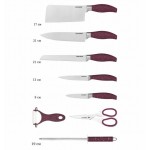 Набор ножей Chef Lenardi 9 предметов на подставке бордовый