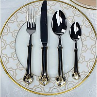 Набор столовых приборов Mukha Lenardi на 6 персон 24 предмета серебро с золотом