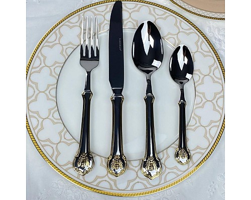 Набор столовых приборов Mukha Lenardi на 6 персон 24 предмета серебро с золотом