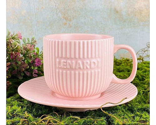 Чайный набор Stripe Lenardi на 6 персон 12 предметов 290 мл розовый
