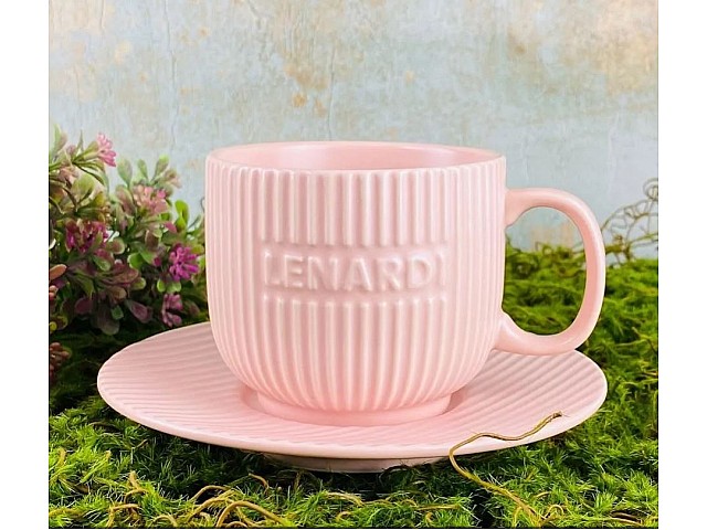 Чайный набор Stripe Lenardi на 6 персон 12 предметов 290 мл розовый