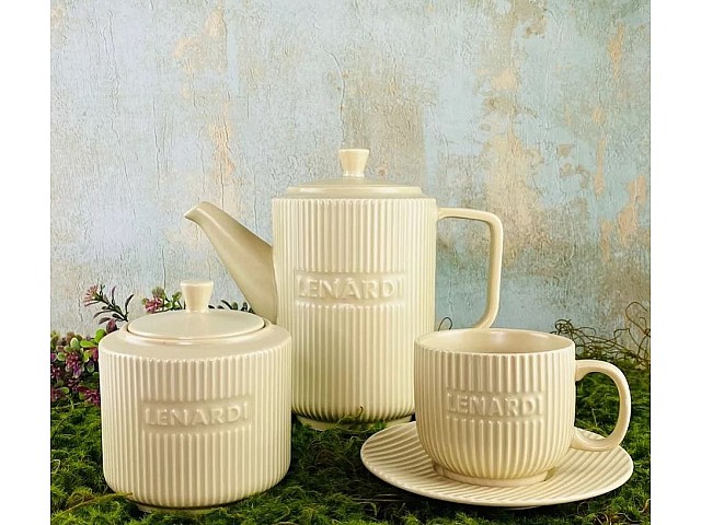 Чайный сервиз Stripe Lenardi на 6 персон 14 предметов желтый