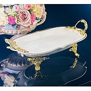 Блюдо 40 см Atlantis Cream Lenardi на ножках с ручками