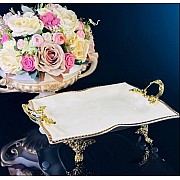 Блюдо 28 см Atlantis Cream Lenardi на ножках с ручками