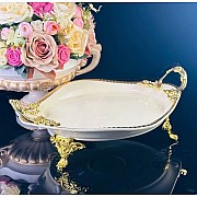 Блюдо 28 см Atlantis Cream Lenardi на ножках с ручками