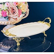 Блюдо 31 см Atlantis Cream Lenardi на ножках с ручками