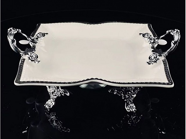 Блюдо 33 см Atlantis Lenardi на ножках с ручками