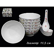 Набор салатников с ложками 11,5см Ситцевый сад 6 шт