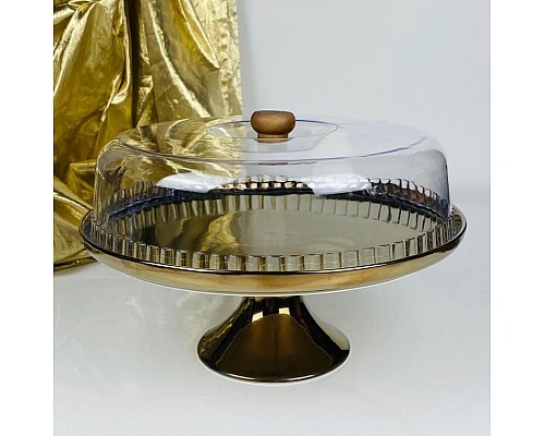 Тортовница 28,5х26 см на ножке с крышкой Винтаж Lenardi