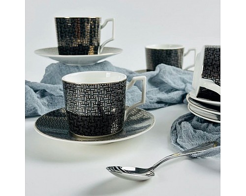 Кофейный набор на 6 персон 12 предметов 130 мл Black net Lenardi черный