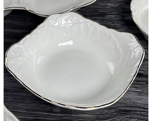 Набор из 6 квадратных салатников 15 см Аврора золото Lenardi