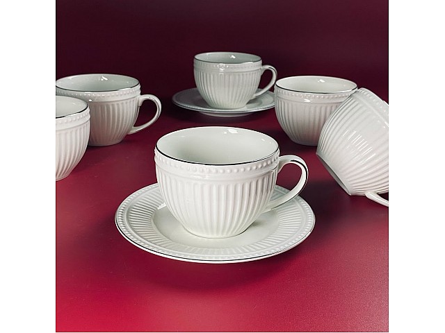 Чайный набор на 6 персон 12 предметов 290 мл Neo Classic Lenardi платина