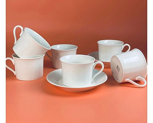 Чайный набор на 6 персон 12 прелметов 340 мл Simple white Lenardi