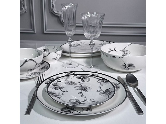 Столовый сервиз на 6 персон 27 предметов Black Flowers Lenardi