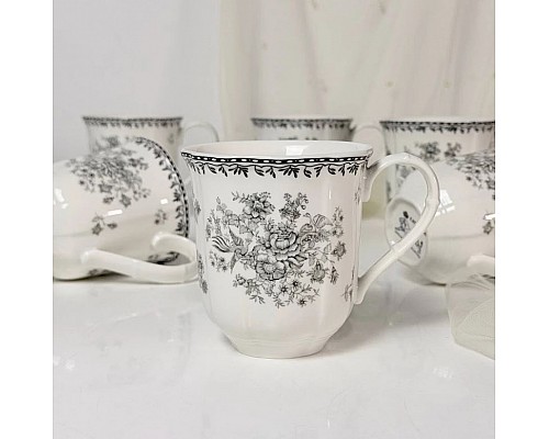 Набор из 6 кружек 320 мл Black Flowers Lenardi